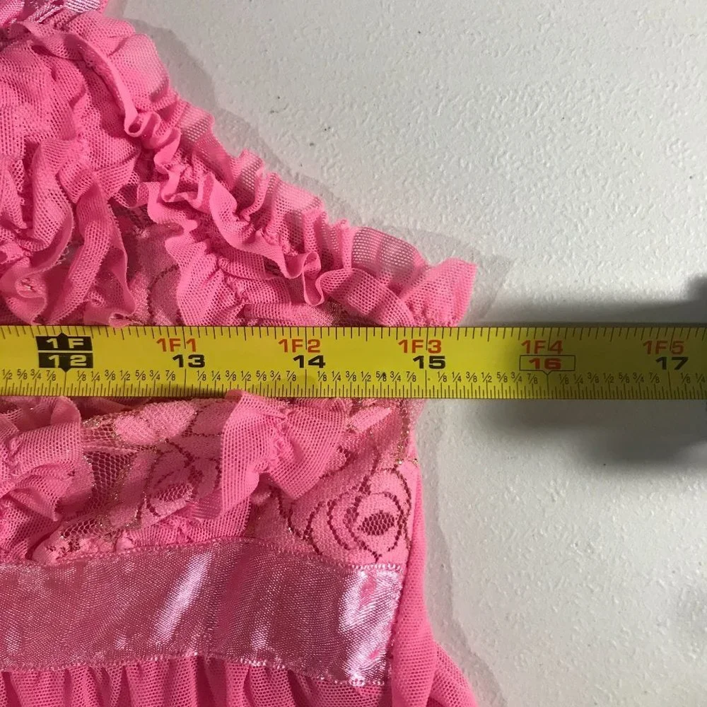 Passion Forever Women's Large Lingerie Slip Teddy Pink Mesh Stretchy